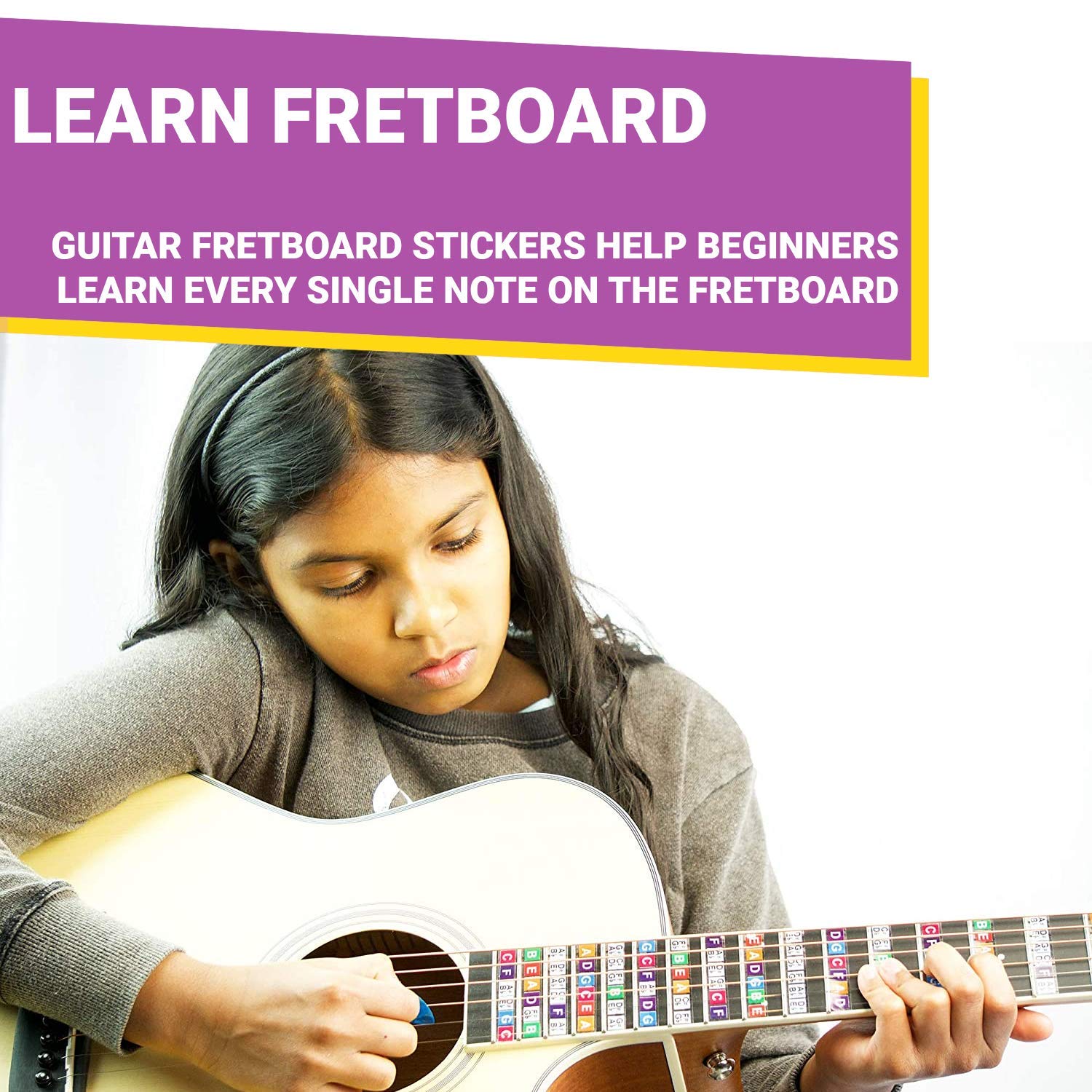 Amazon.com: QMG Color Coded Guitar Fretboard Stickers, Learn to